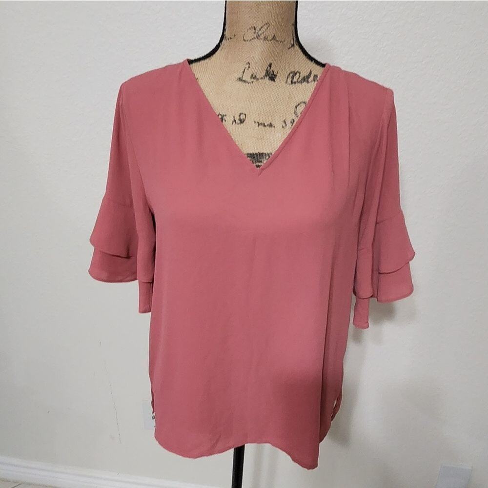 Loft Statement Flutter Statement Sleeves Shirt Si… - image 1